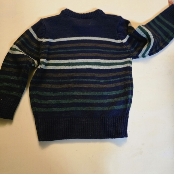 Kids Navy and Green Striped Sweater - Picture 3 of 3